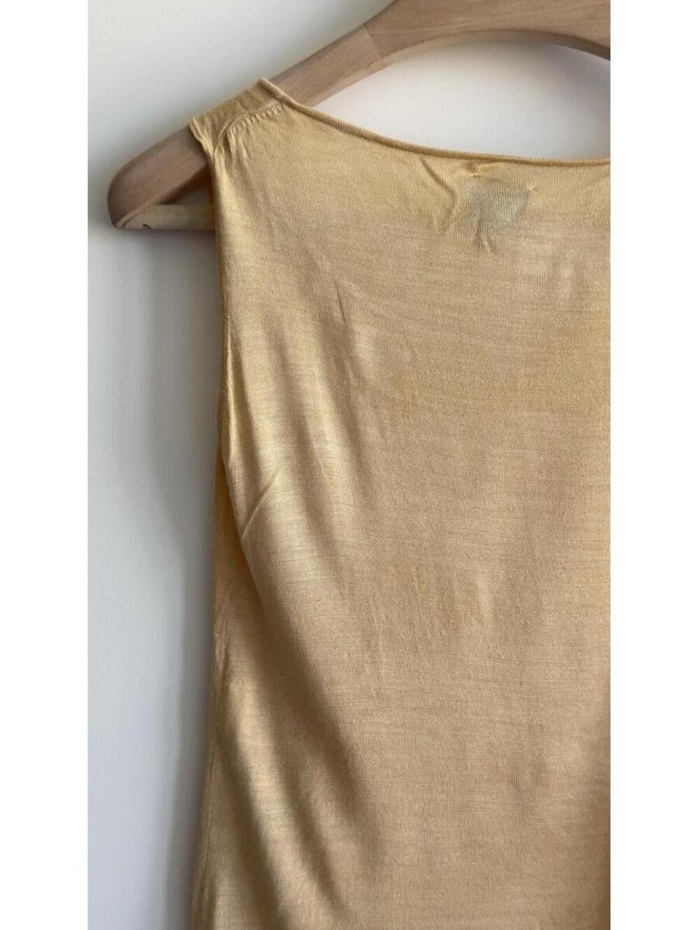 Eileen Fisher 100% Silk Knit Tank Top Yellow Sleeveless Scoop Neck Size S - Picture 5 of 7